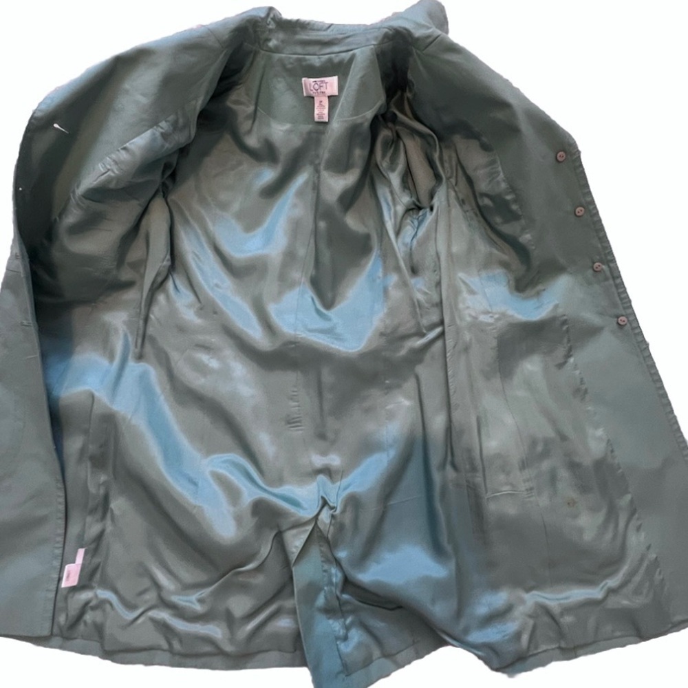 Ann Taylor LOFT Teal Trench Coat w Notched Lapel and Fitted Silhouette Like New! - Picture 9 of 10